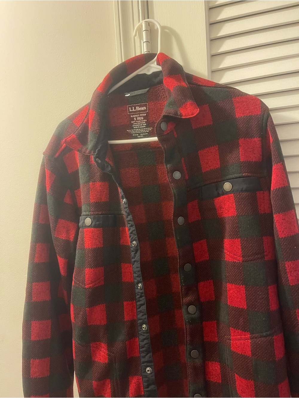L.L. Bean Men's Red and Black Buffalo Plaid Shirt Jacket